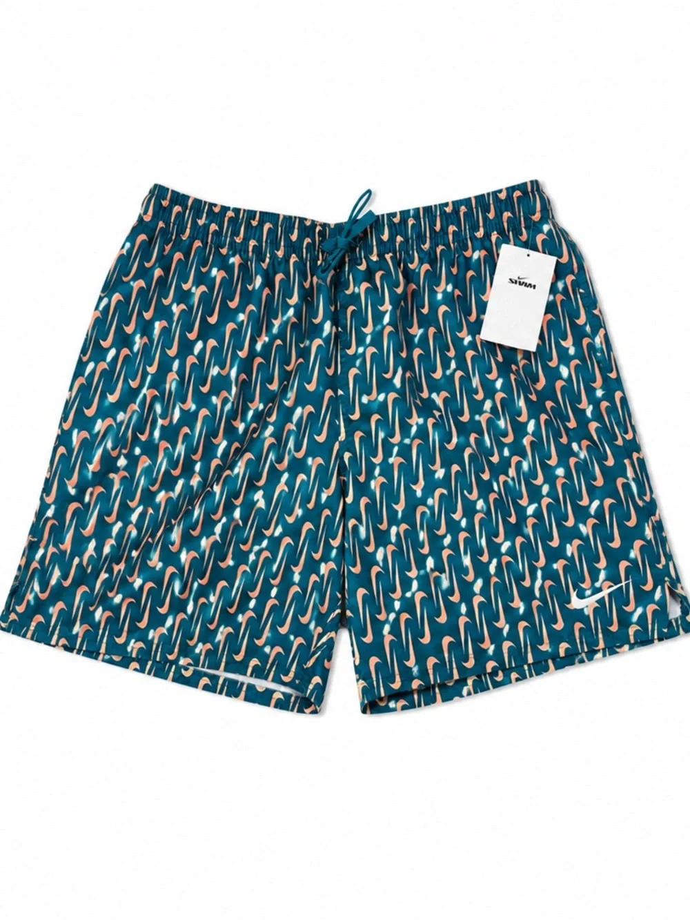 Nike Teal Wave-Print Swim Trunks